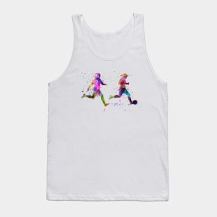 Girl playing soccer football player silhouette Tank Top